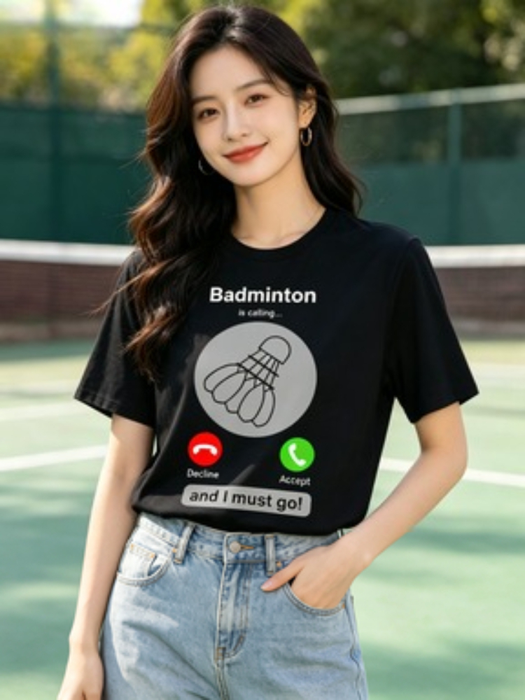 Badminton Quotes Short - 여성용 재미있는 배드민턴 티셔츠 패턴 티셔츠