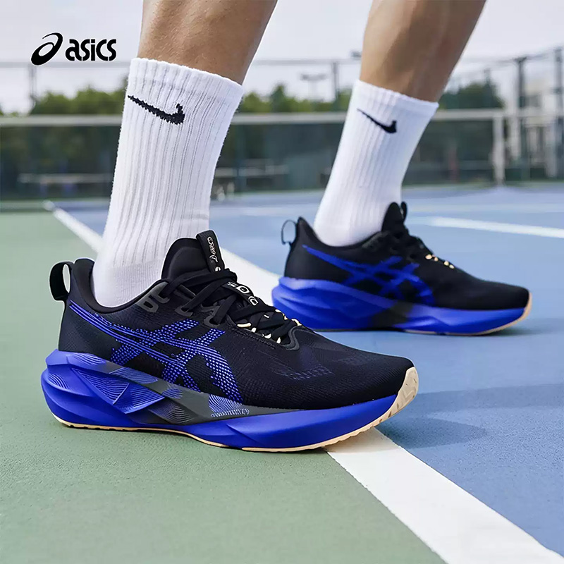 아식스 노바블라스트 5 블랙 로얄 블루 통기성 메쉬 경 - Badminton Victory 리뷰 및 가격